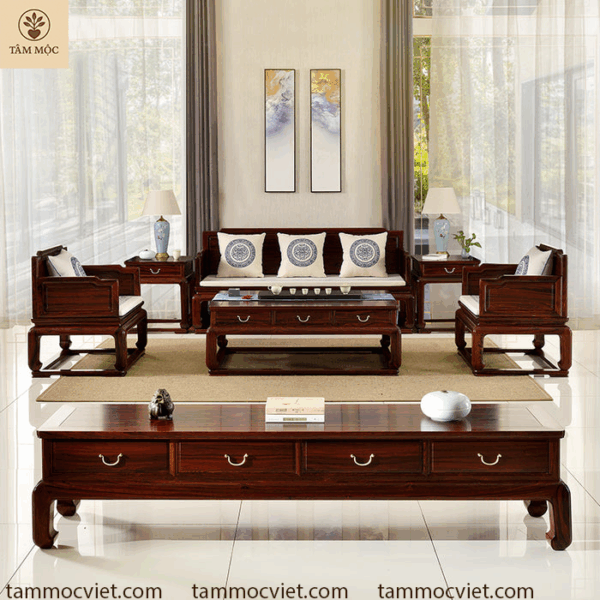 Bộ Sofa Cao Cấp Ba Thành Gỗ Hương