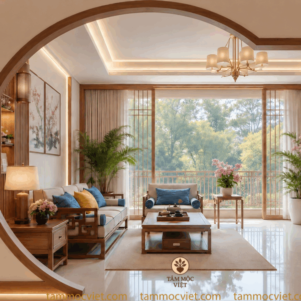 Nội thất phòng khách á đông 20-30m2