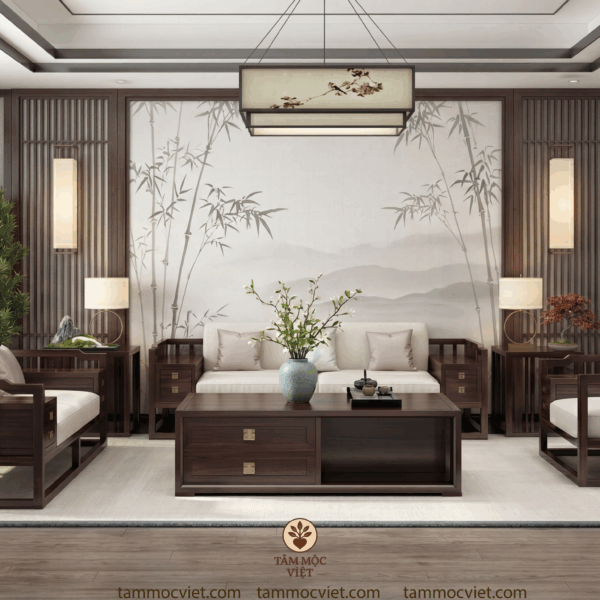 Nội thất phòng khách Á Đông đương đại 20-35m2