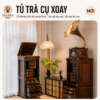 Tủ trà cụ gỗ Walnut xoay 180° – Giải pháp lưu trữ tinh tế cho không gian trà nhỏ