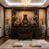 phòng thờ gỗ hương 25m² phong cách Á Đông sang trọng